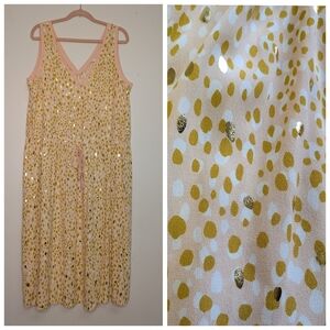 Part Two Polka Dot Sleeveless Dress with Gold Accents